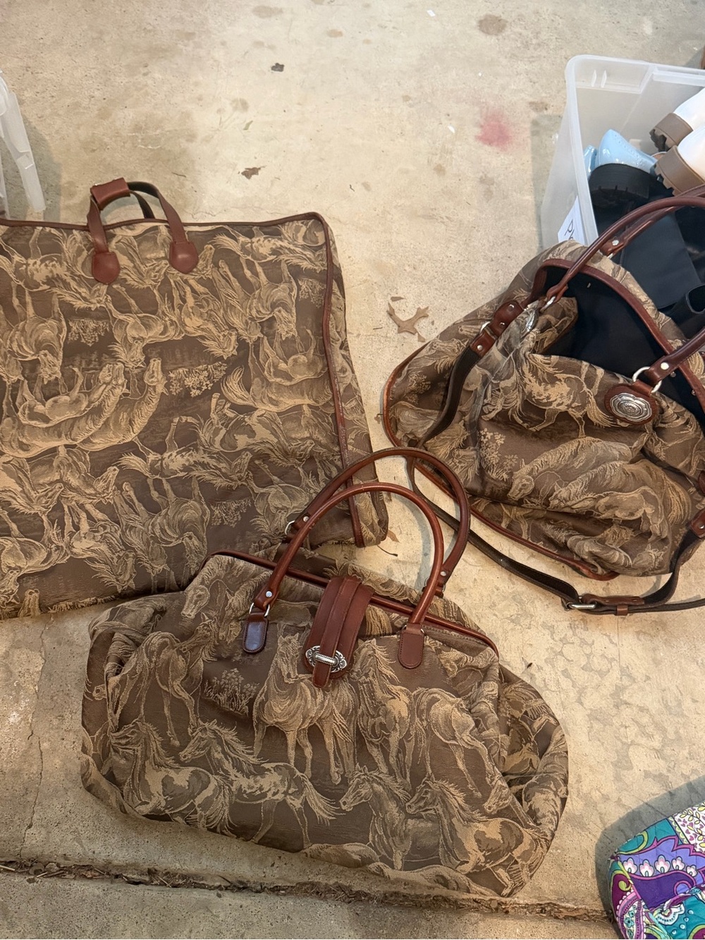 Vintage western style horse print 3 bag bundle